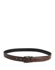 Dolce & Gabbana Men Brown Classic Leather Metal Buckle Belt Dolce & Gabbana