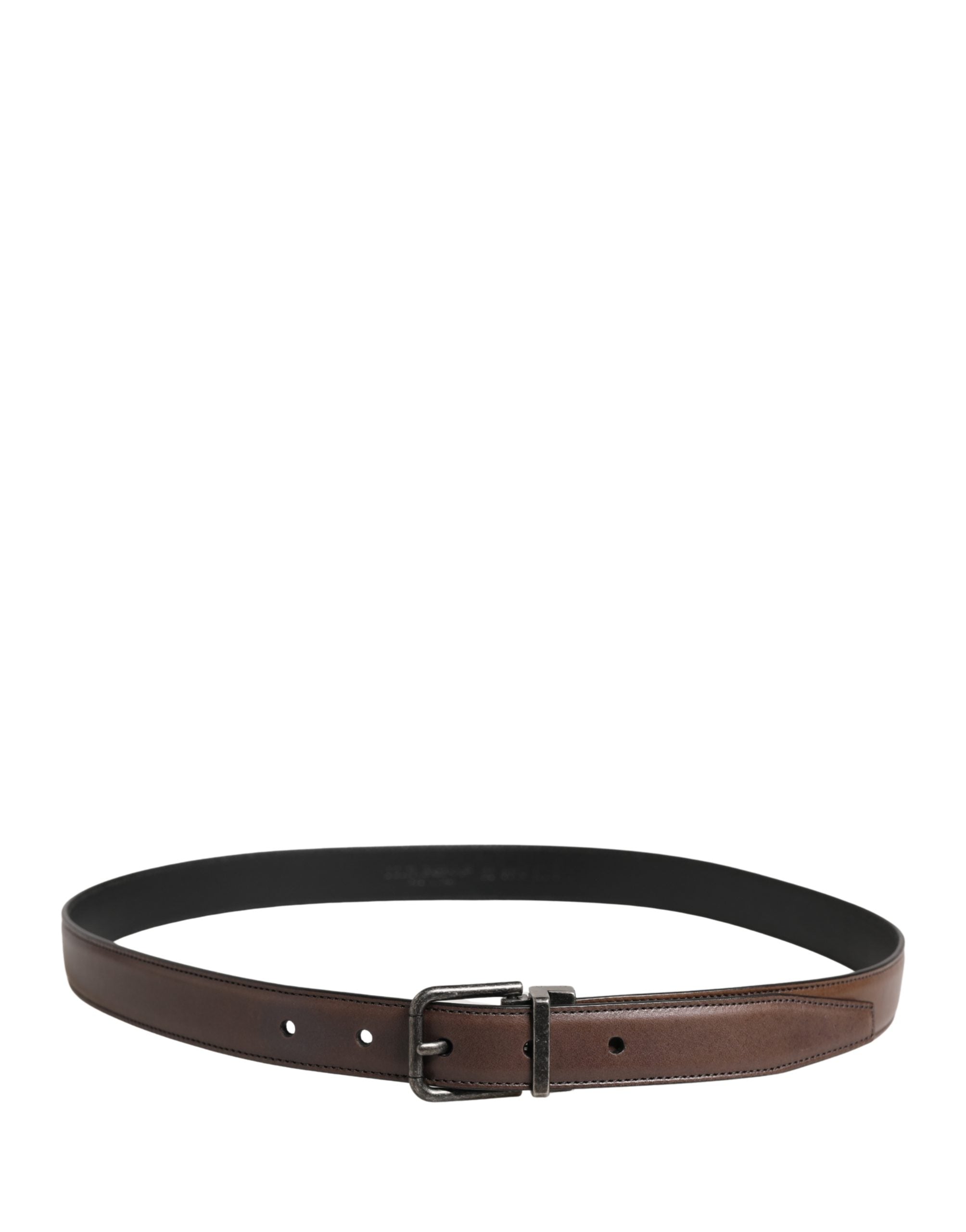 Dolce & Gabbana Men Brown Classic Leather Metal Buckle Belt Dolce & Gabbana