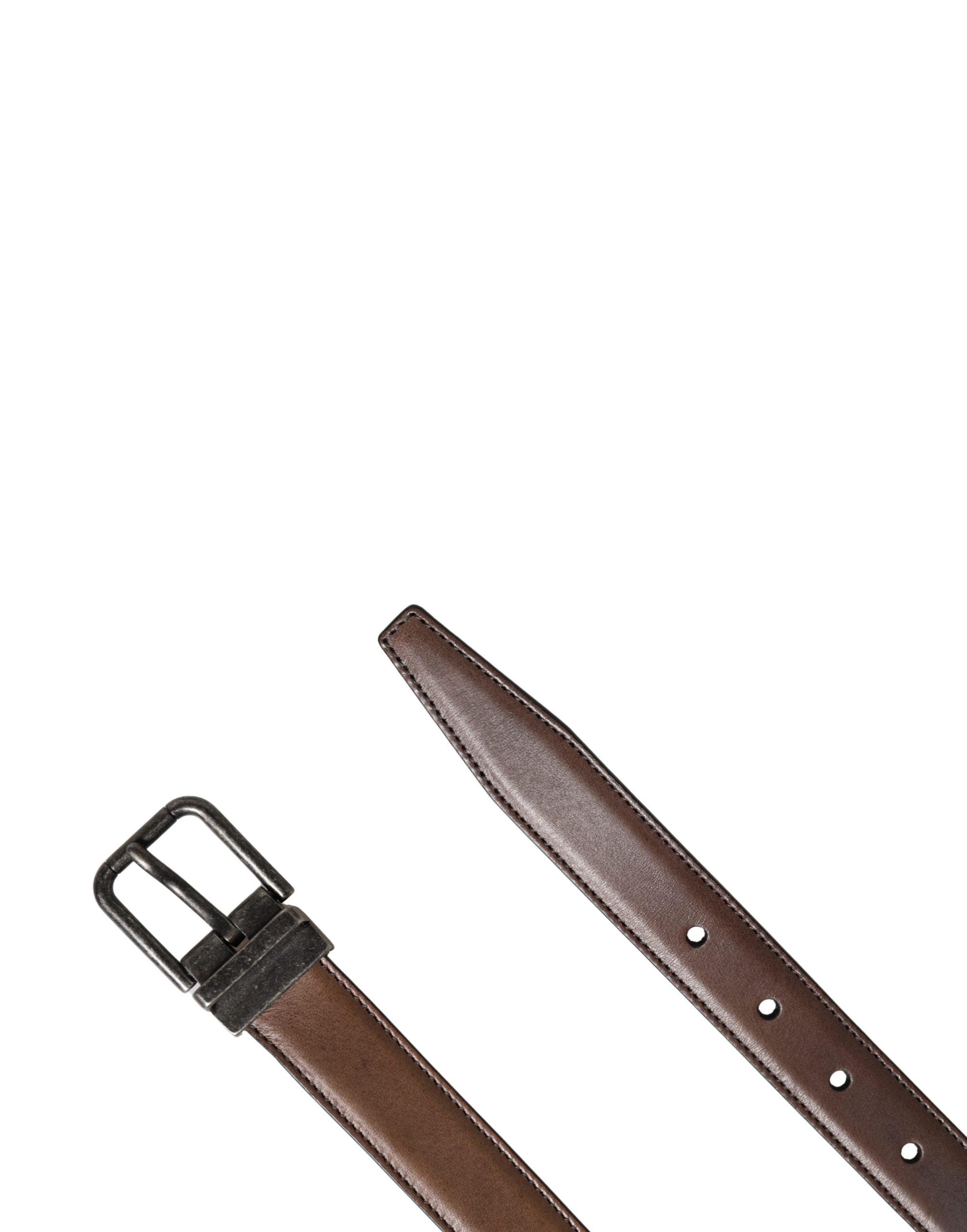 Dolce & Gabbana Men Brown Classic Leather Metal Buckle Belt Dolce & Gabbana