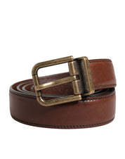 Men Brown Classic Leather Metal Buckle Belt
