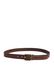 Men Brown Classic Leather Metal Buckle Belt