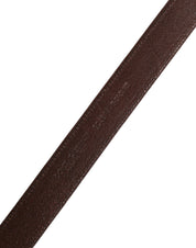 Men Brown Classic Leather Metal Buckle Belt