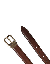 Men Brown Classic Leather Metal Buckle Belt