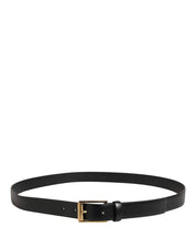 Men Black Classic Leather Metal Buckle Belt