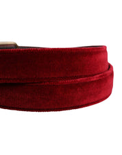 Dolce & Gabbana Men Burgundy Velvet Cotton Metal Buckle Belt Dolce & Gabbana