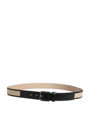 Dolce & Gabbana Men Beige Woven Leather Metal Buckle Belt Dolce & Gabbana
