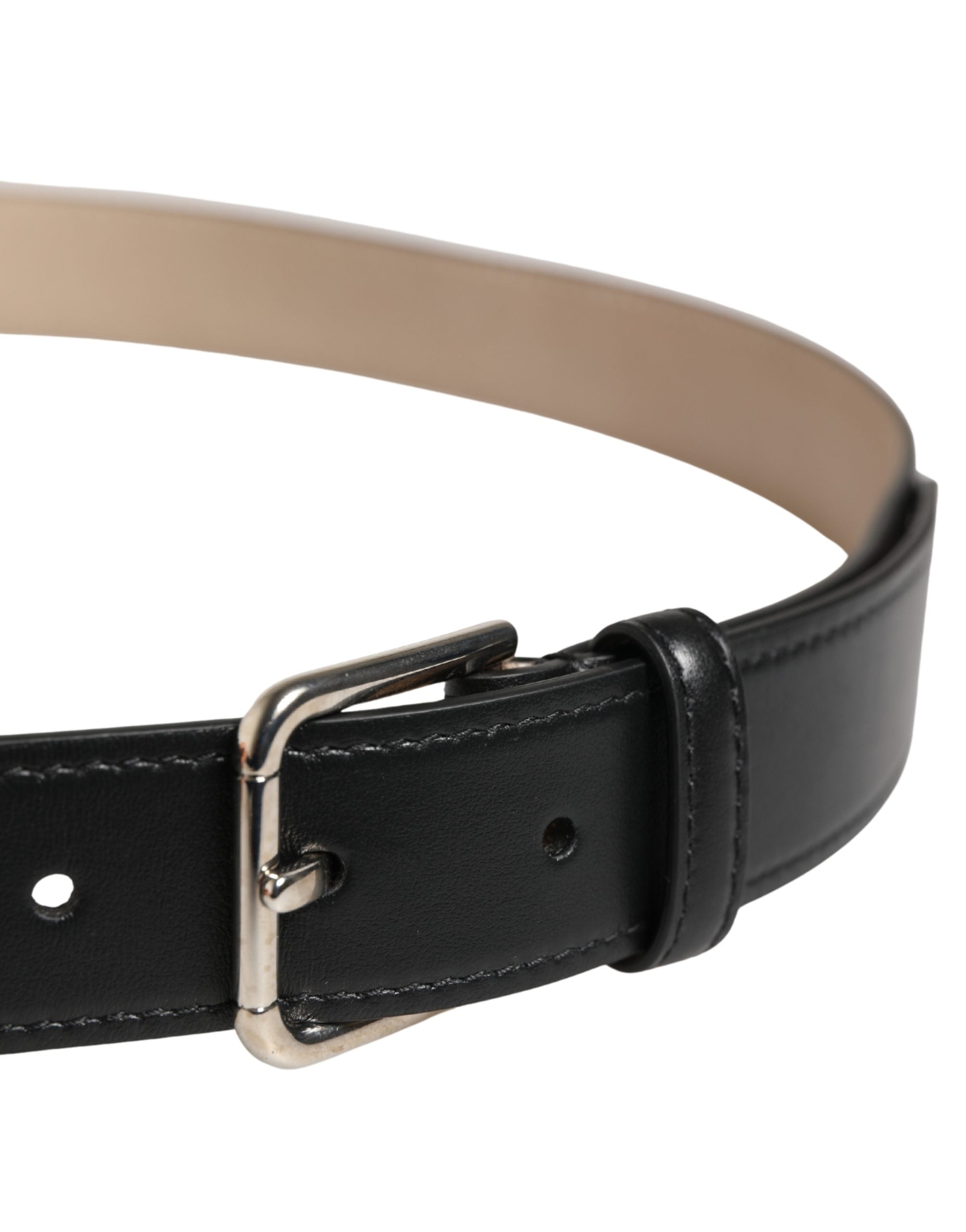 Dolce & Gabbana Men Beige Woven Leather Metal Buckle Belt Dolce & Gabbana
