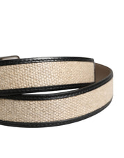 Dolce & Gabbana Men Beige Woven Leather Metal Buckle Belt Dolce & Gabbana