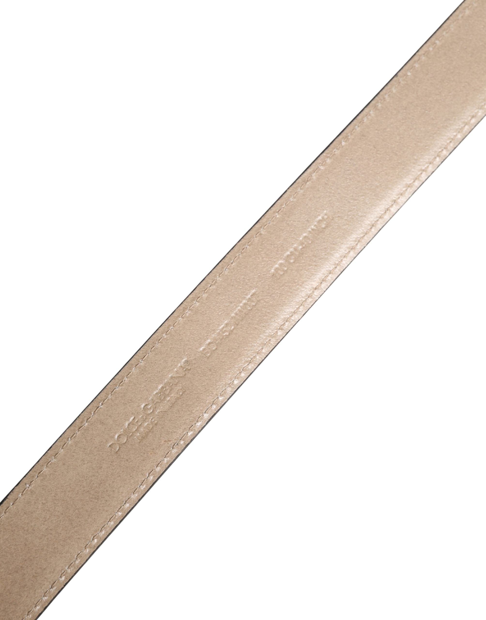 Dolce & Gabbana Men Beige Woven Leather Metal Buckle Belt Dolce & Gabbana