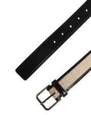 Dolce & Gabbana Men Beige Woven Leather Metal Buckle Belt Dolce & Gabbana