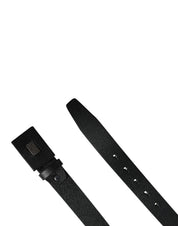 Men Black Calfskin Leather Square Buckle Belt