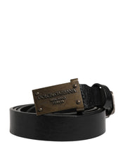 Dolce & Gabbana Men Black Classic Leather Logo Buckle Belt Dolce & Gabbana