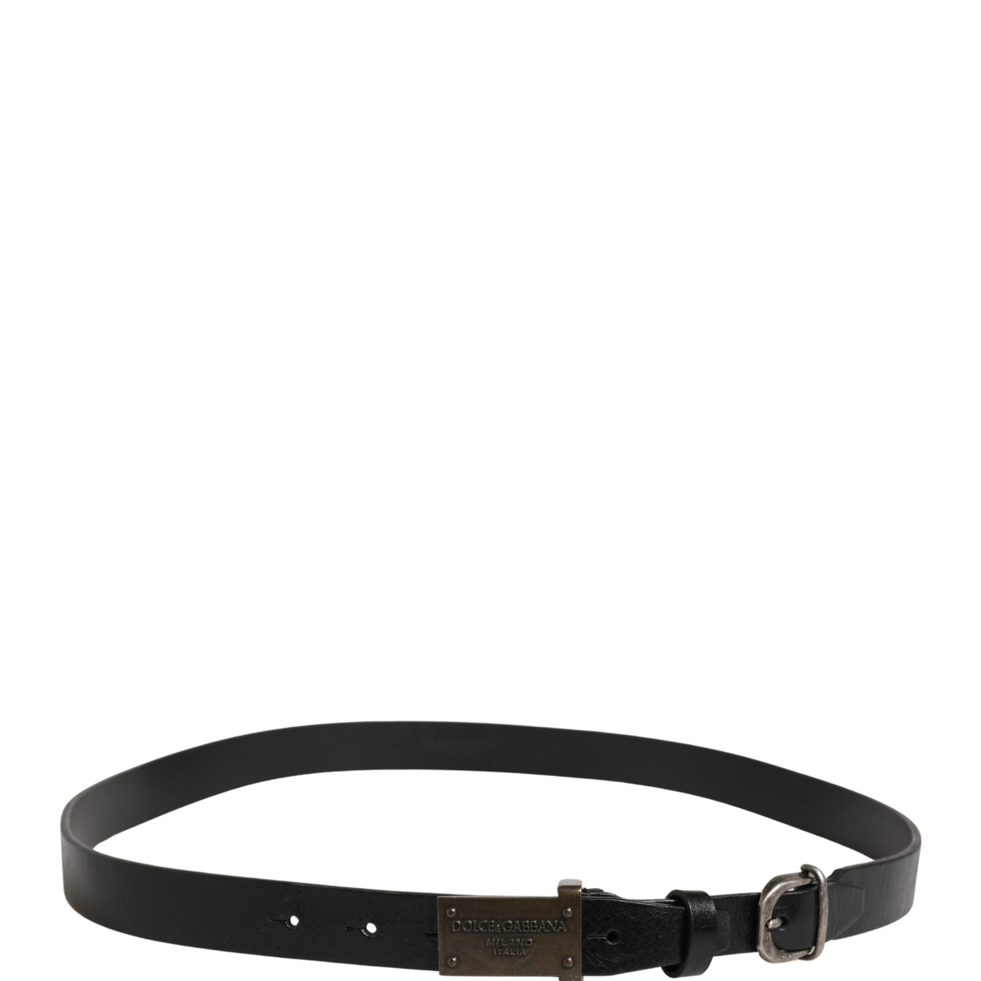 Dolce & Gabbana Men Black Classic Leather Logo Buckle Belt Dolce & Gabbana