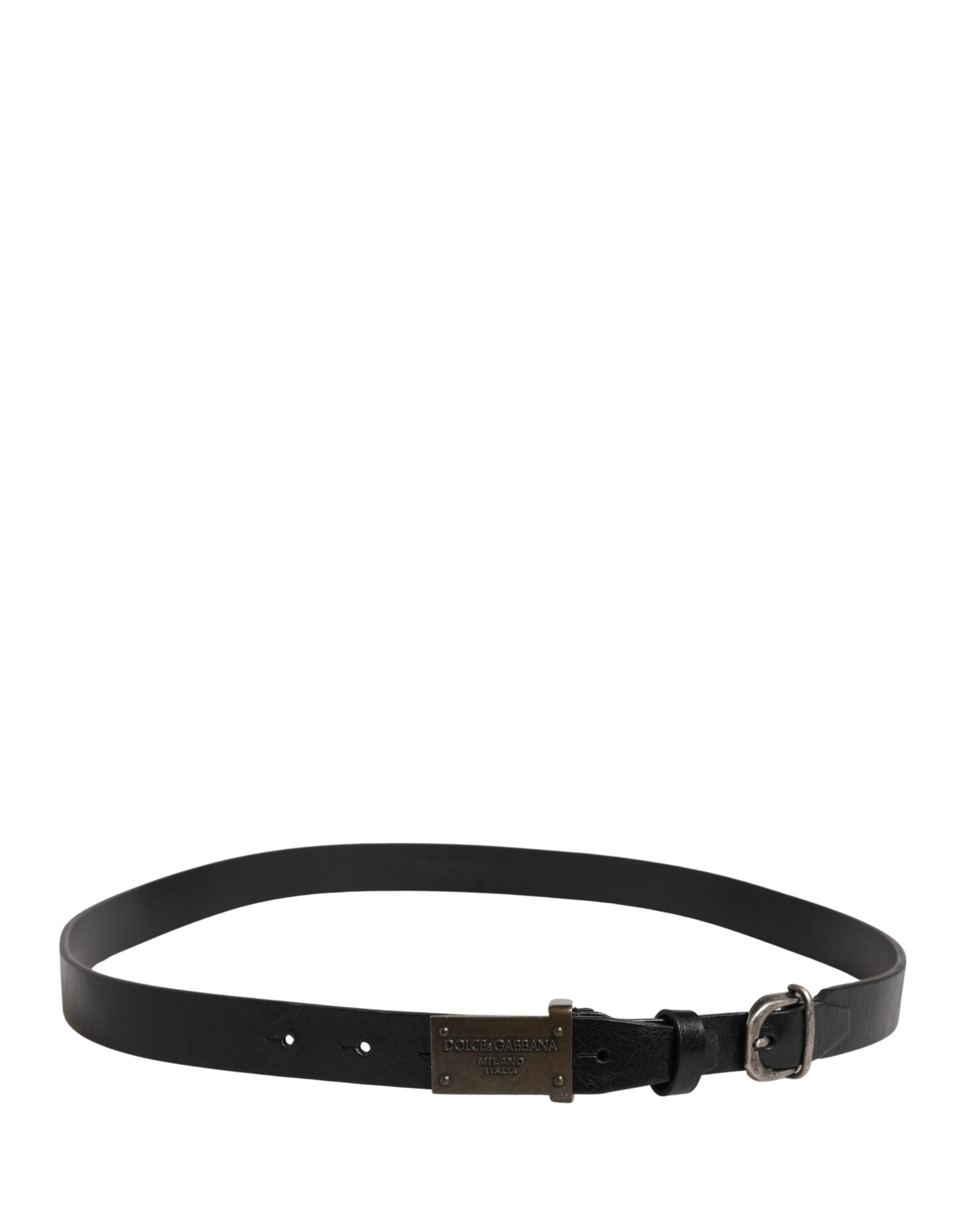 Dolce & Gabbana Men Black Classic Leather Logo Buckle Belt Dolce & Gabbana