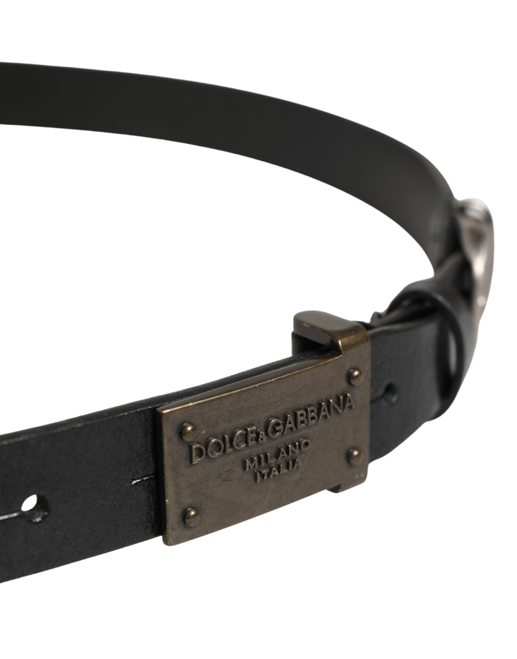 Dolce & Gabbana Men Black Classic Leather Logo Buckle Belt Dolce & Gabbana