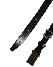 Dolce & Gabbana Men Black Classic Leather Logo Buckle Belt Dolce & Gabbana