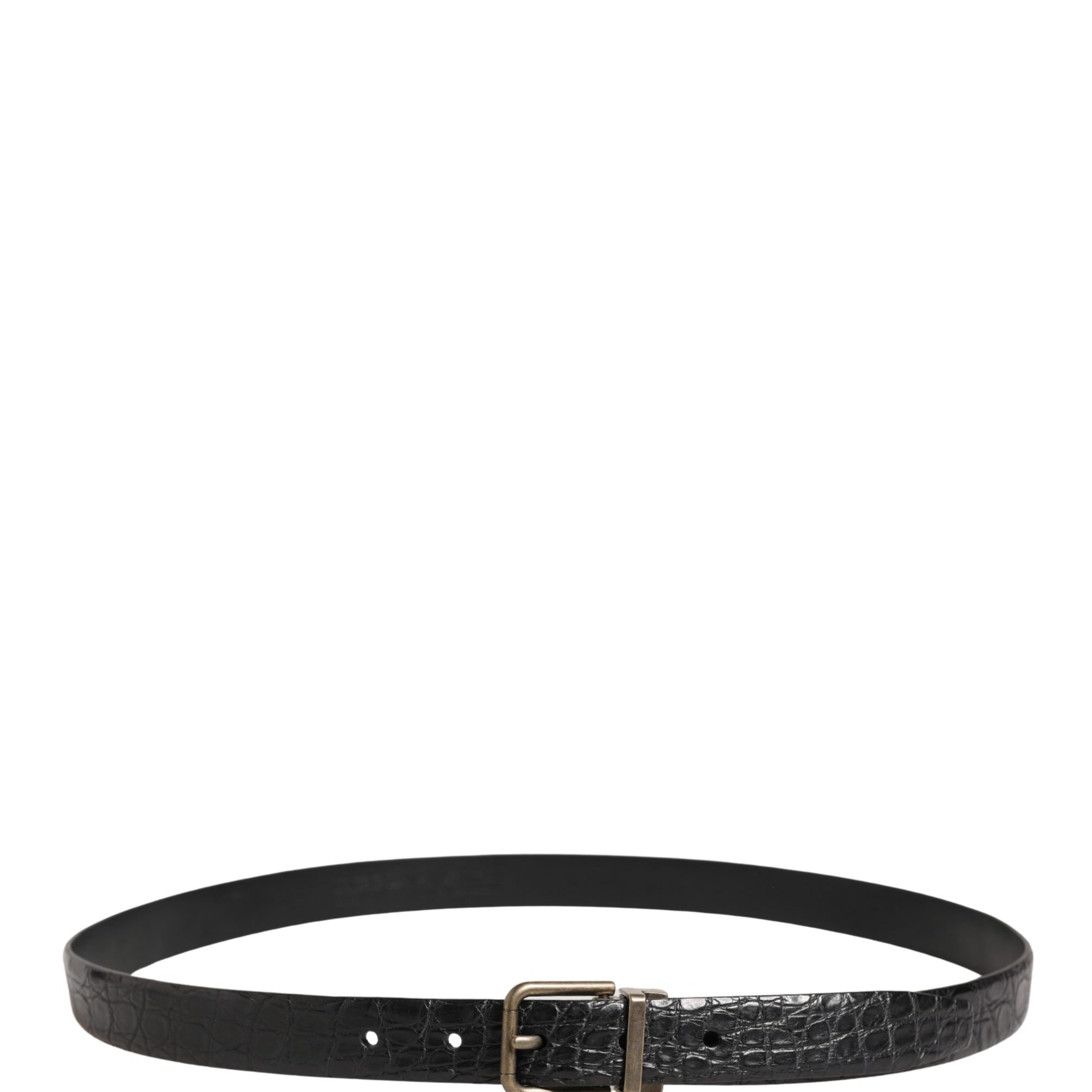 Dolce & Gabbana Men Black Exotic Leather Metal Buckle Belt Dolce & Gabbana