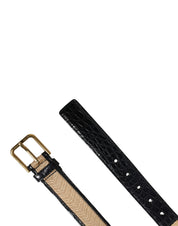 Men Beige Braided Leather Metal Buckle Belt