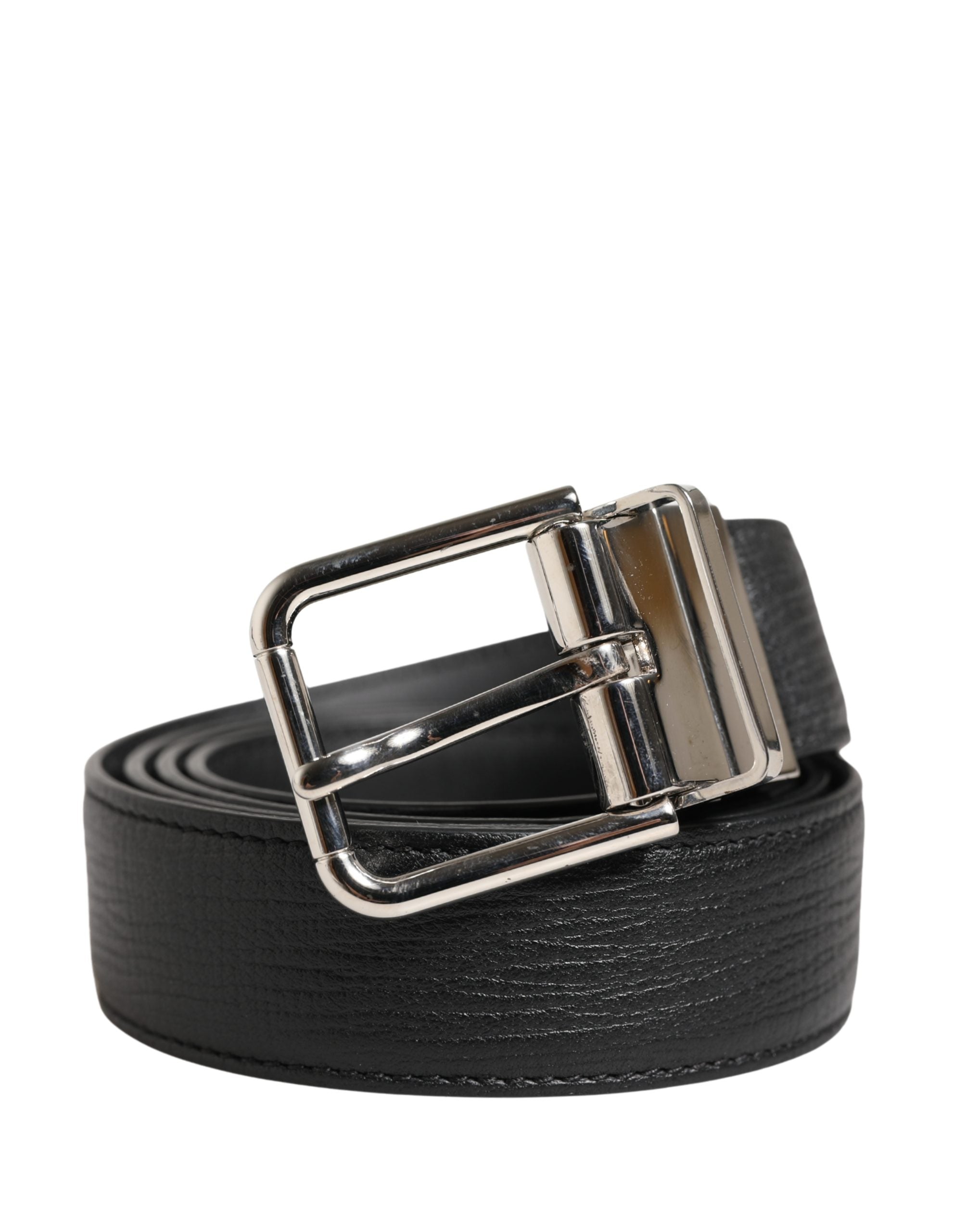 Dolce & Gabbana Men Black Classic Leather Metal Buckle Belt Dolce & Gabbana
