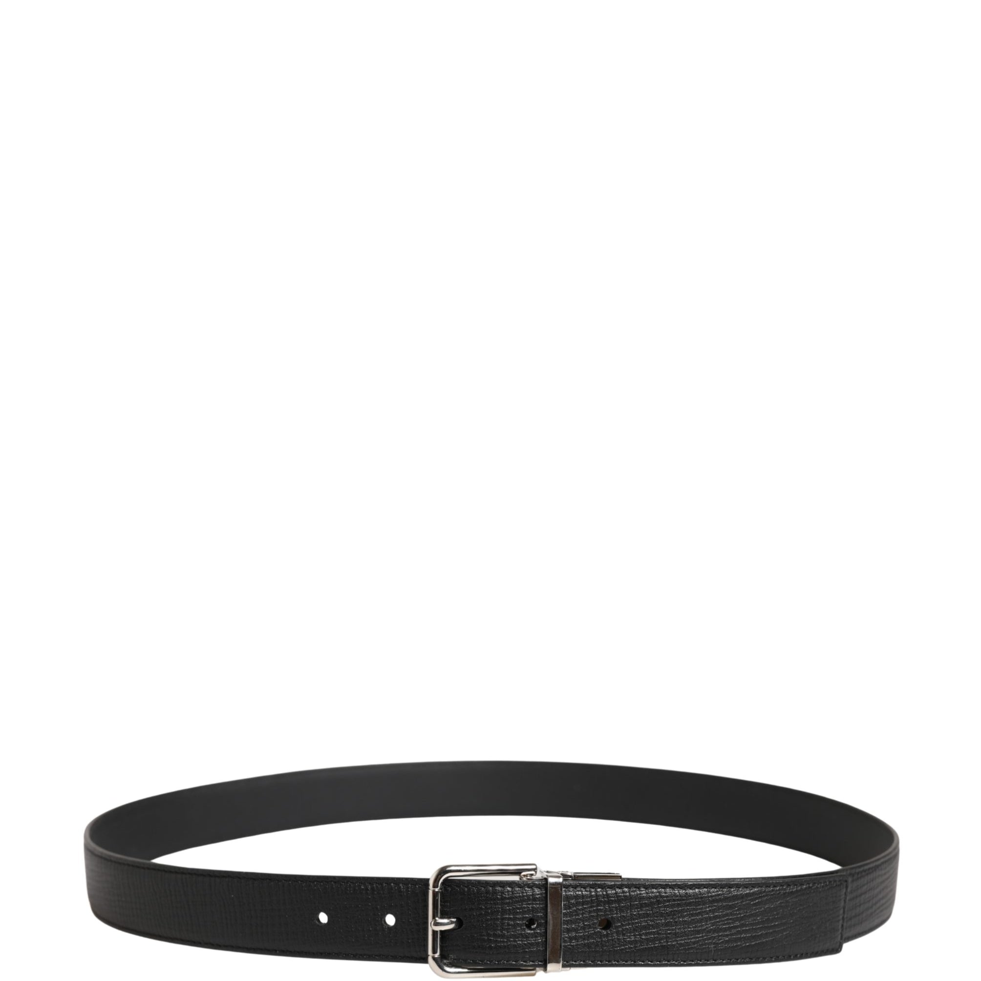 Dolce & Gabbana Men Black Classic Leather Metal Buckle Belt Dolce & Gabbana