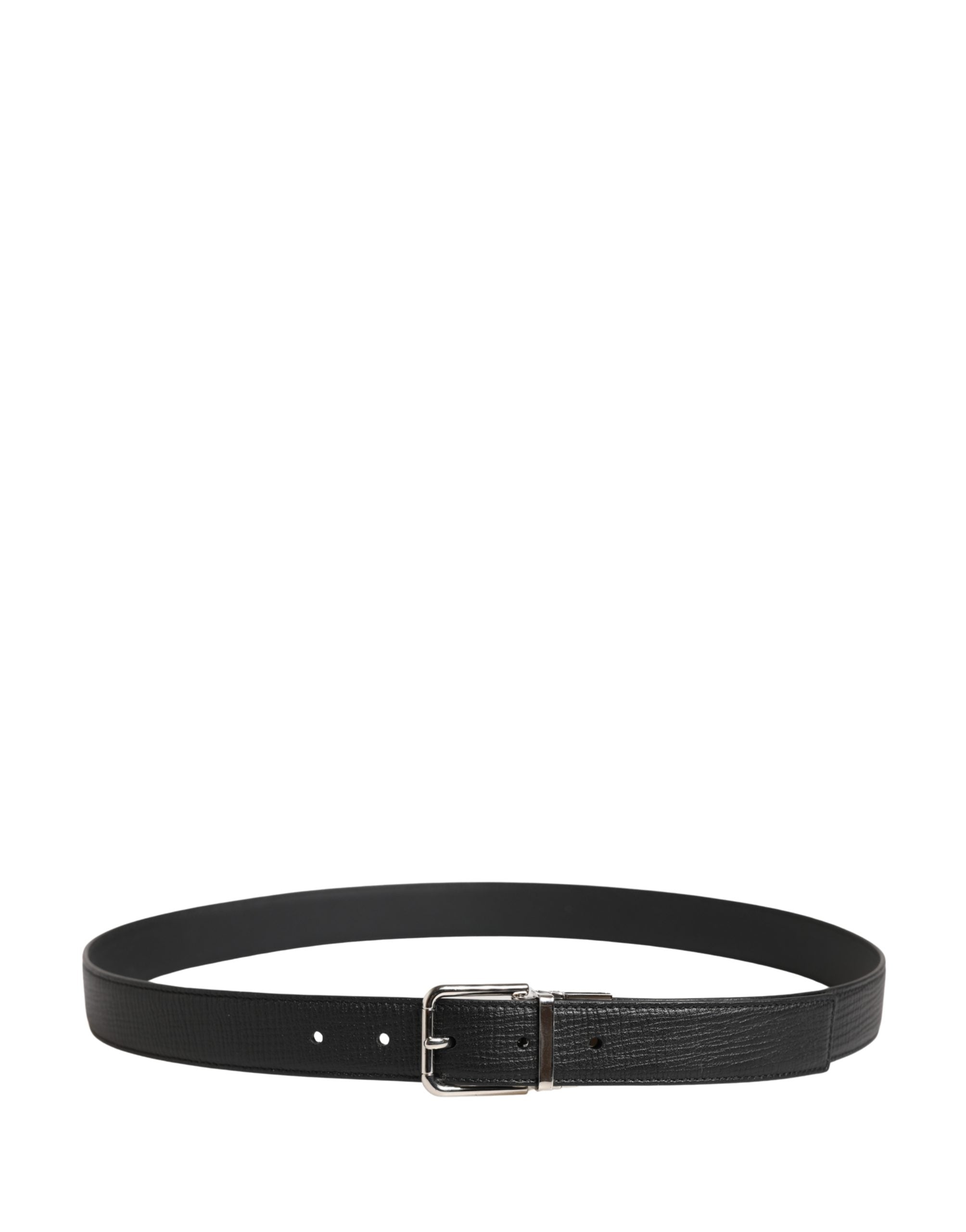 Dolce & Gabbana Men Black Classic Leather Metal Buckle Belt Dolce & Gabbana