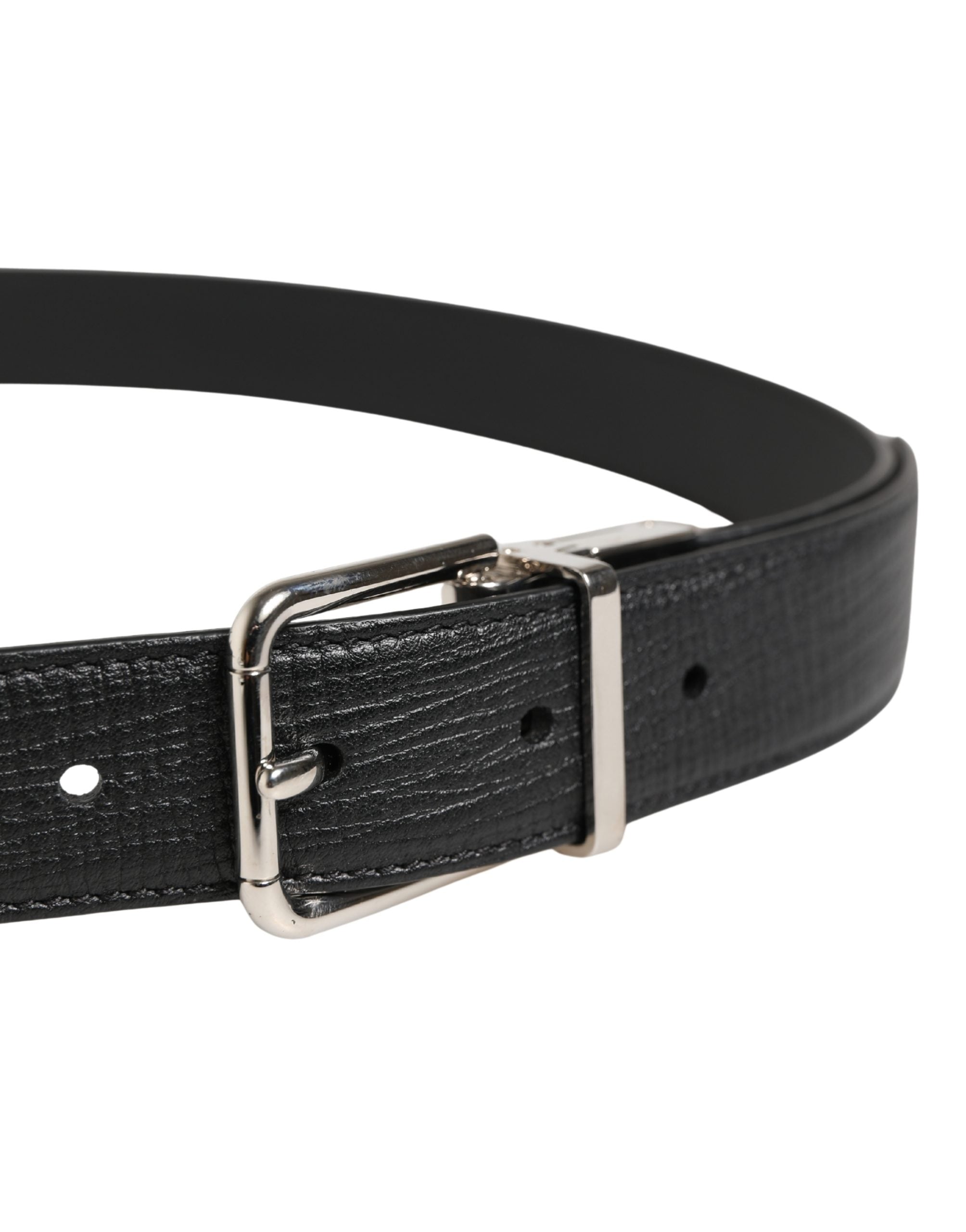 Dolce & Gabbana Men Black Classic Leather Metal Buckle Belt Dolce & Gabbana