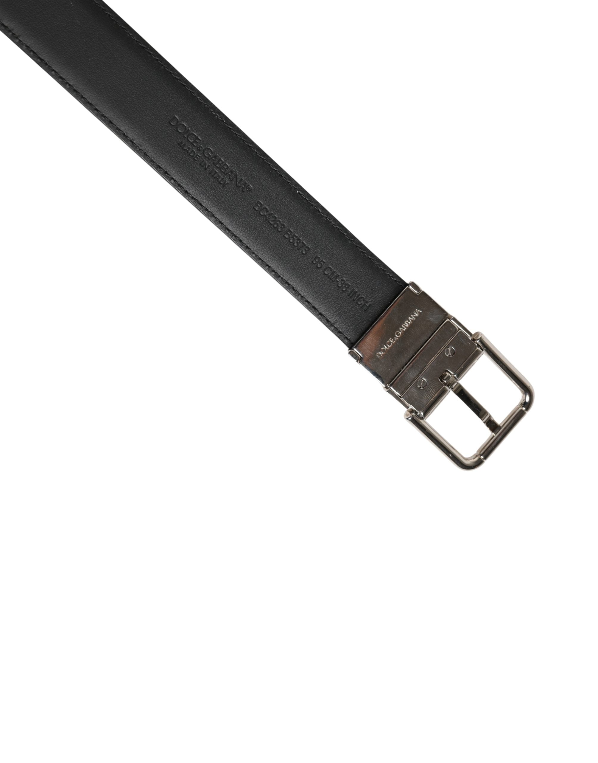 Dolce & Gabbana Men Black Classic Leather Metal Buckle Belt Dolce & Gabbana