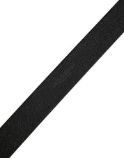Men Black Calf Leather Metal Buckle Belt