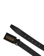 Men Black Calf Leather Metal Buckle Belt