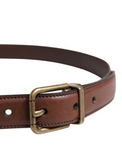 Men Brown Classic Leather Metal Buckle Belt