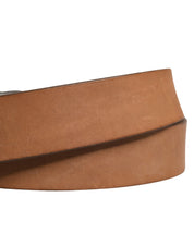 Men Brown Leather Classic Metal Buckle Belt