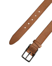 Men Brown Leather Classic Metal Buckle Belt