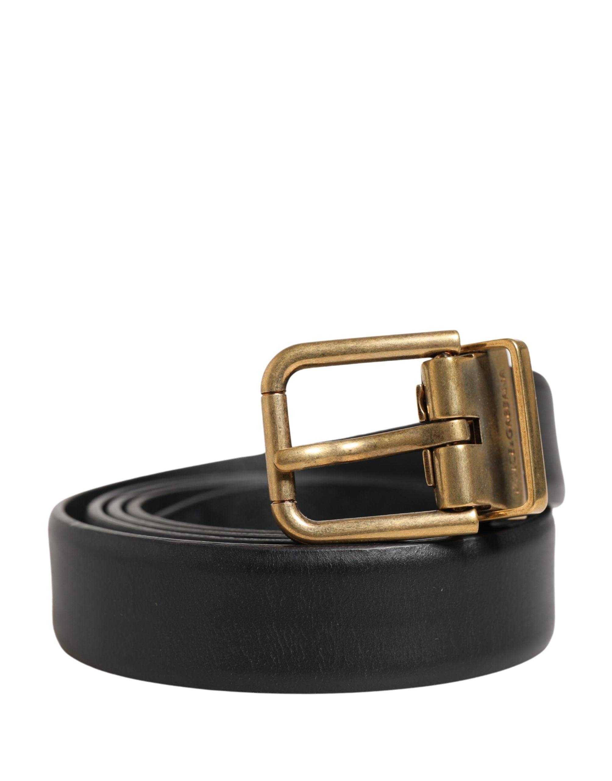Dolce & Gabbana Men Black Classic Leather Metal Buckle Belt Dolce & Gabbana