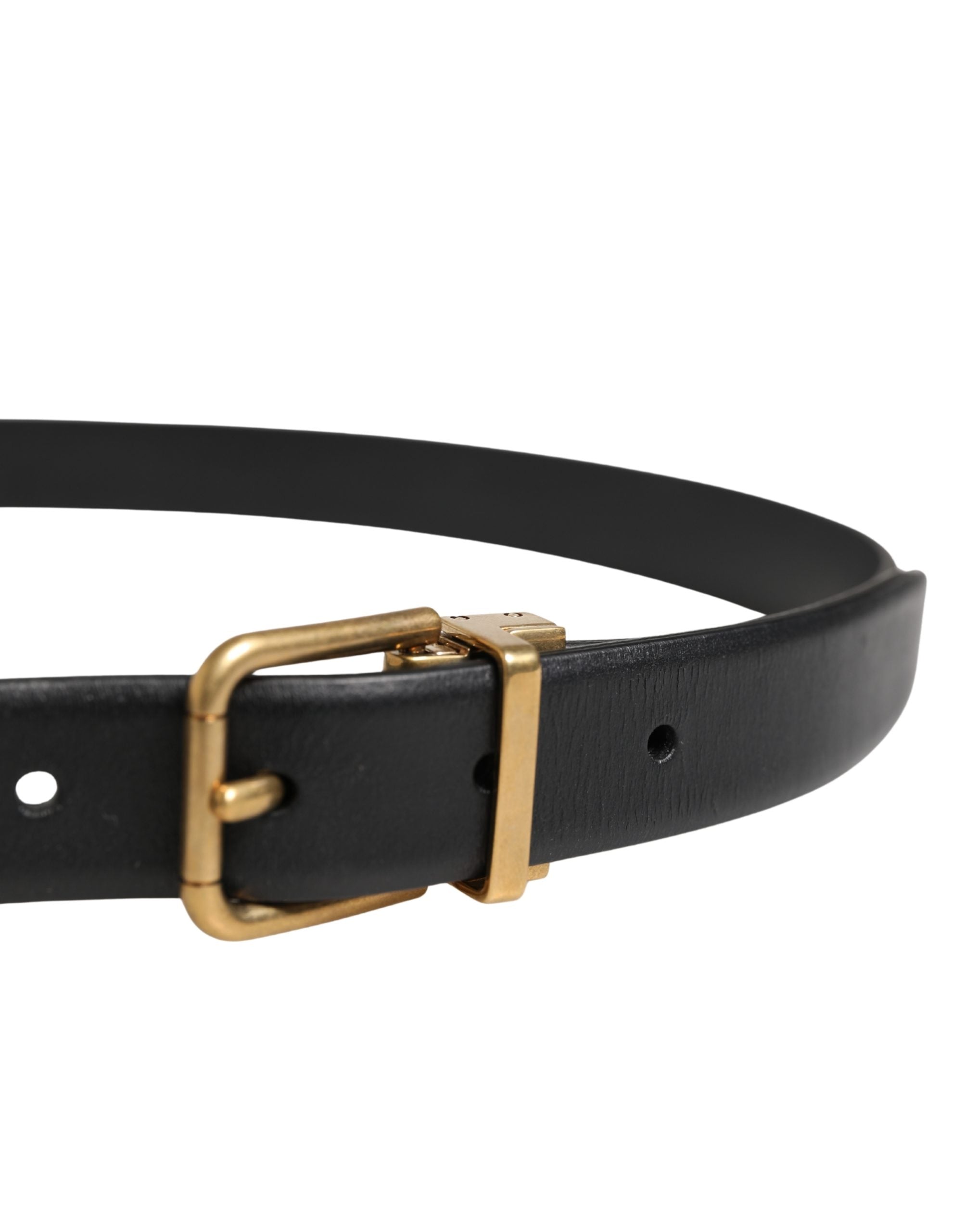 Dolce & Gabbana Men Black Classic Leather Metal Buckle Belt Dolce & Gabbana