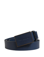 Dolce & Gabbana Men Blue Calf Leather Logo Metal Buckle Belt Dolce & Gabbana