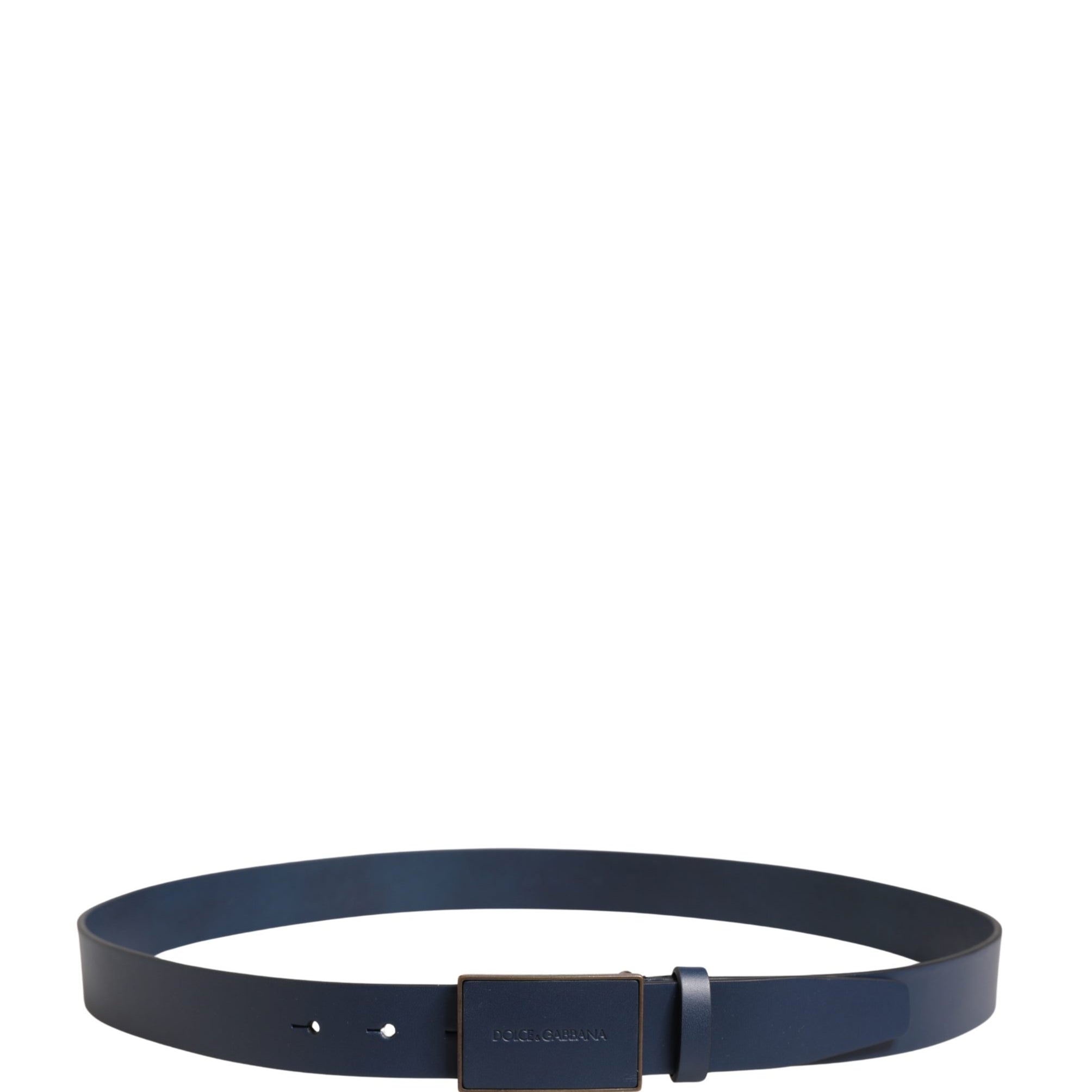 Dolce & Gabbana Men Blue Calf Leather Logo Metal Buckle Belt Dolce & Gabbana
