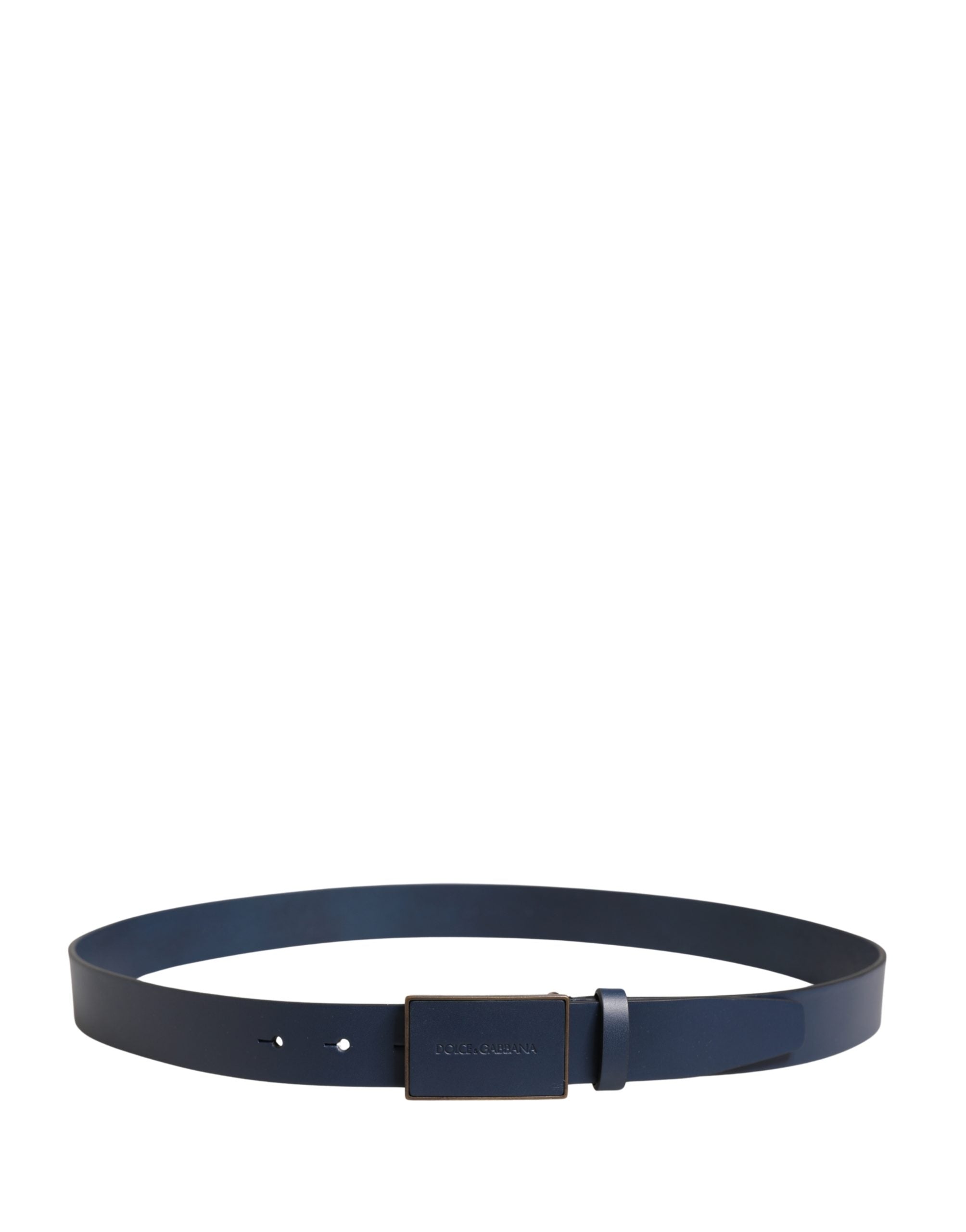 Dolce & Gabbana Men Blue Calf Leather Logo Metal Buckle Belt Dolce & Gabbana