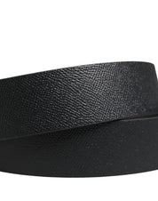 Men Black Classic Leather Metal Buckle Belt