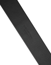 Men Black Classic Leather Metal Buckle Belt