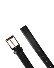 Men Black Classic Leather Metal Buckle Belt