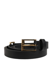 Men Black Leather Classic Metal Buckle Belt
