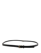 Men Black Leather Classic Metal Buckle Belt