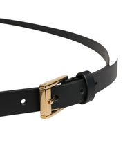 Men Black Leather Classic Metal Buckle Belt