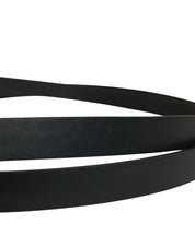 Men Black Leather Classic Metal Buckle Belt