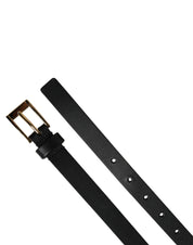Men Black Leather Classic Metal Buckle Belt
