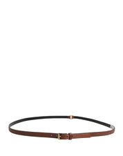 Men Brown Leather Classic Metal Buckle Belt