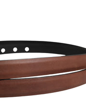 Men Brown Leather Classic Metal Buckle Belt