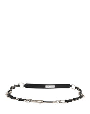 Dolce & Gabbana Black Leather Silver Chain Bag Accessory Shoulder Strap