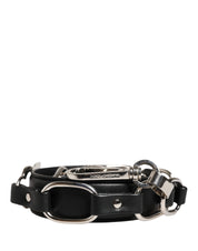 Black Leather Silver Chain Bag Accessory Shoulder Strap