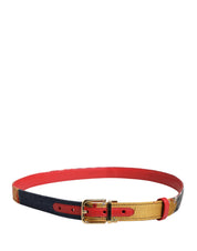 Multicolor Floral Jacquard Metal Buckle Belt